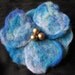 Felted flower hairclip, light blue, turquoise, aquamarine