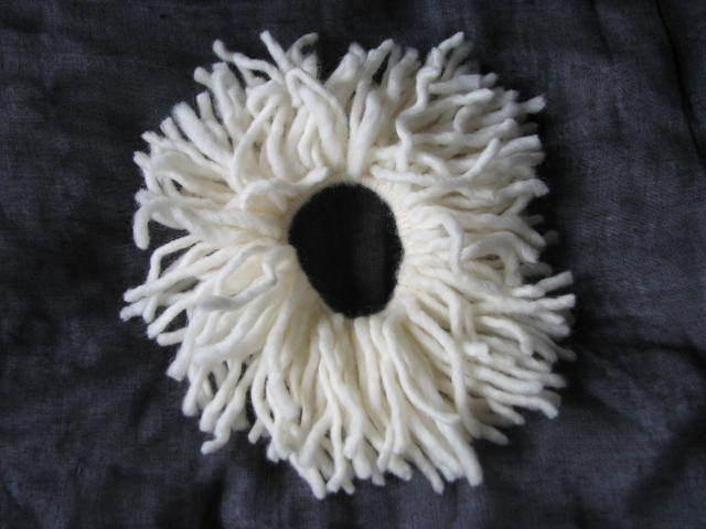 Sea anemone scrunchie off white, cream, ivory
