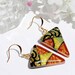 Glass Earrings, Dichroic Fused Glass Jewelry, Fused Glass Jewelry, Autumn, Dangle, Rust, Gold (Item 30091-E)