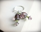 Lavender Purple Earrings, in Sparkly Czech Glass and Silver Hoops