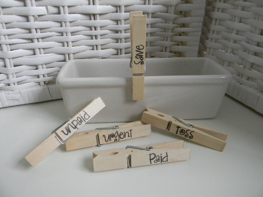 Mail organization - clothespins