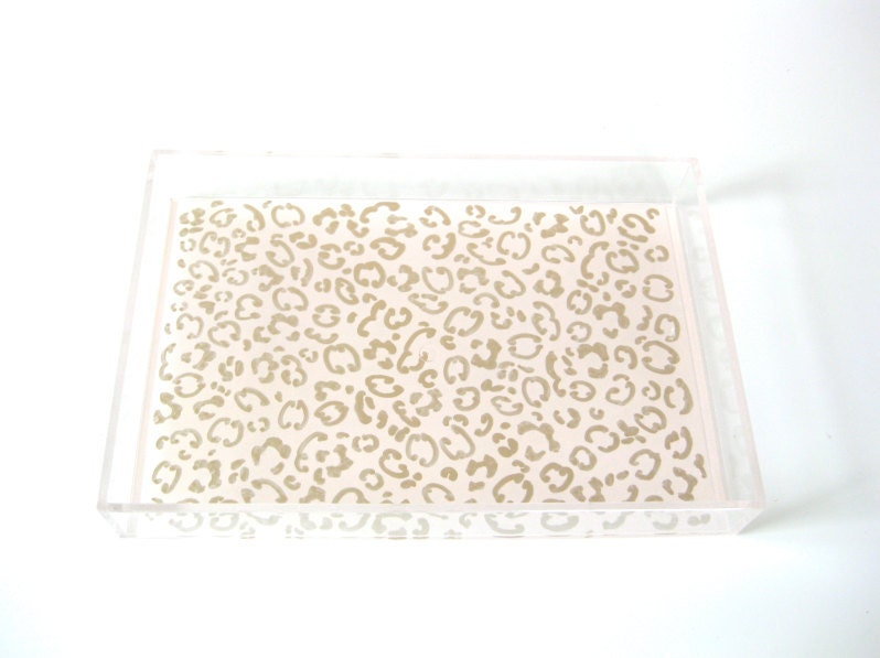 Petite Lucite Tray - Blush/Gold Wildcat
