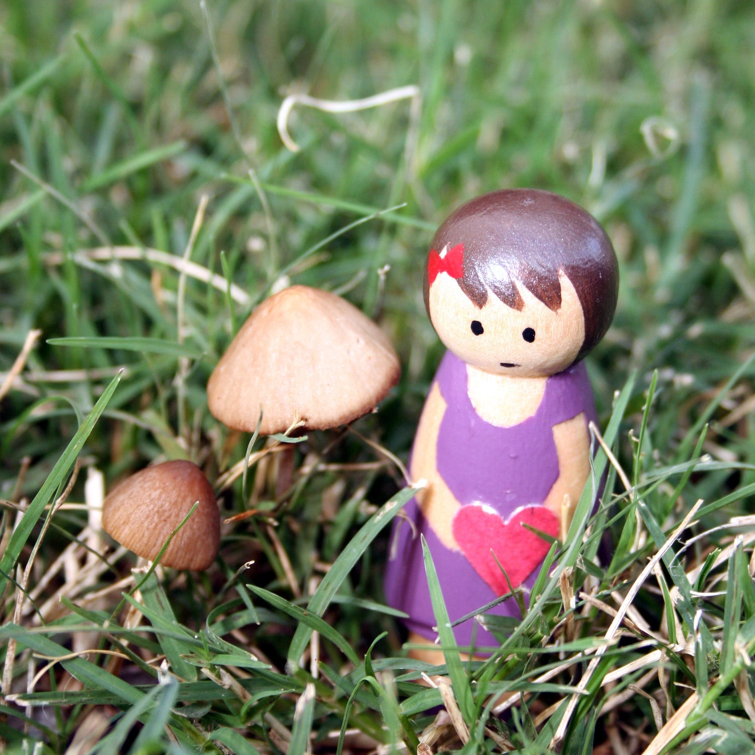 Hand painted wooden peg doll
