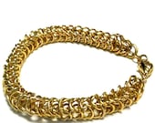 Gold Chainmaille Bracelet Charm Bracelet Yellow Gold Jewelry Chunky Jewellery Handmade Unique Graduation Gift Chain Unique Everyday