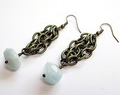 Aquamarine Earrings March Birthstone Brass Chain Jewelry