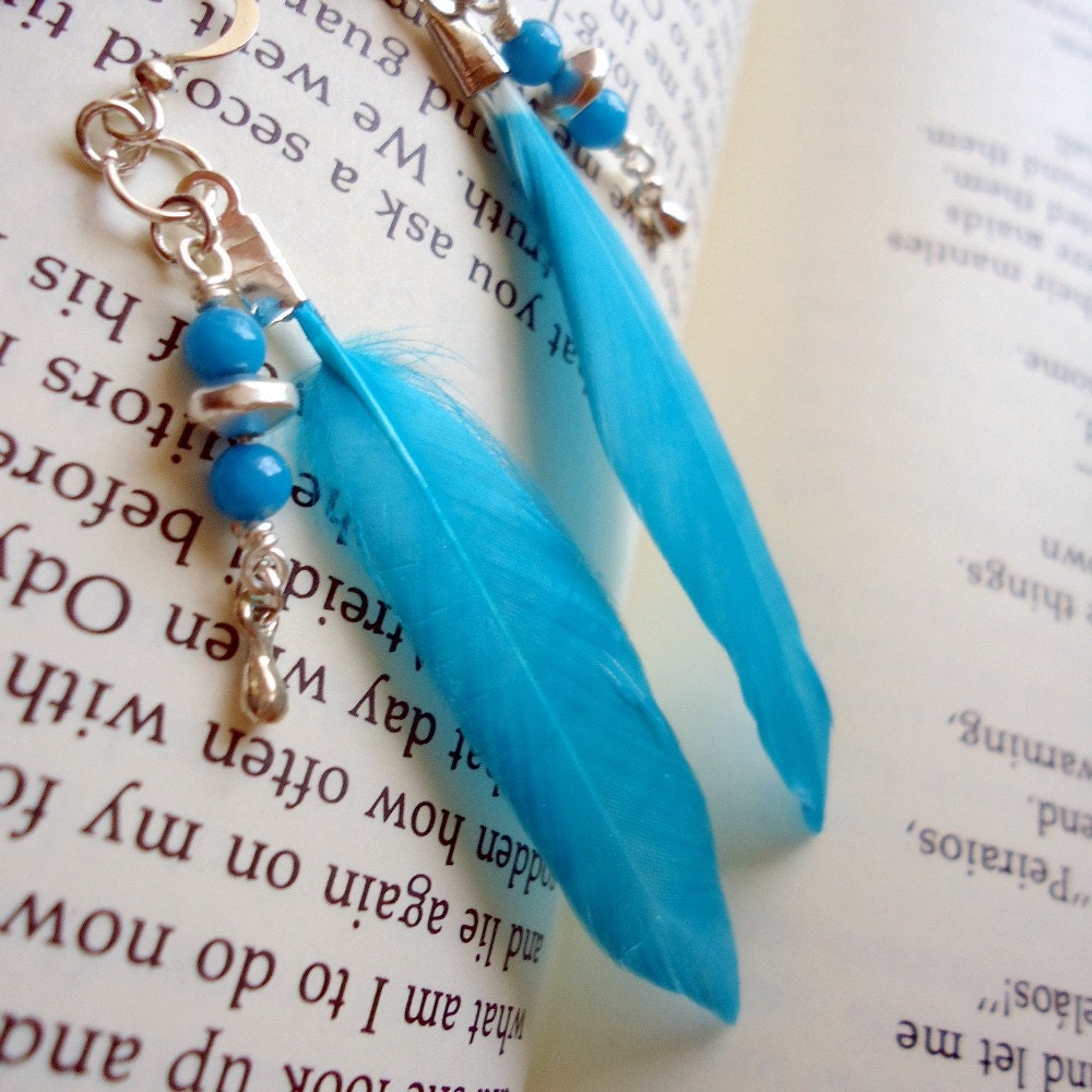 Feather Earrings Silver Jewelry Southwestern Jewellery Aqua Teal Sell Online Fashion Unique Handcrafted Blue Raspberry Fashion Indian Tribal