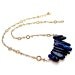 Lapis Necklace Gold Jewelry Navy Blue Jewellery Gemstone Chevron Fancy Chain Point Arrow Stick Beads Unique Fashion
