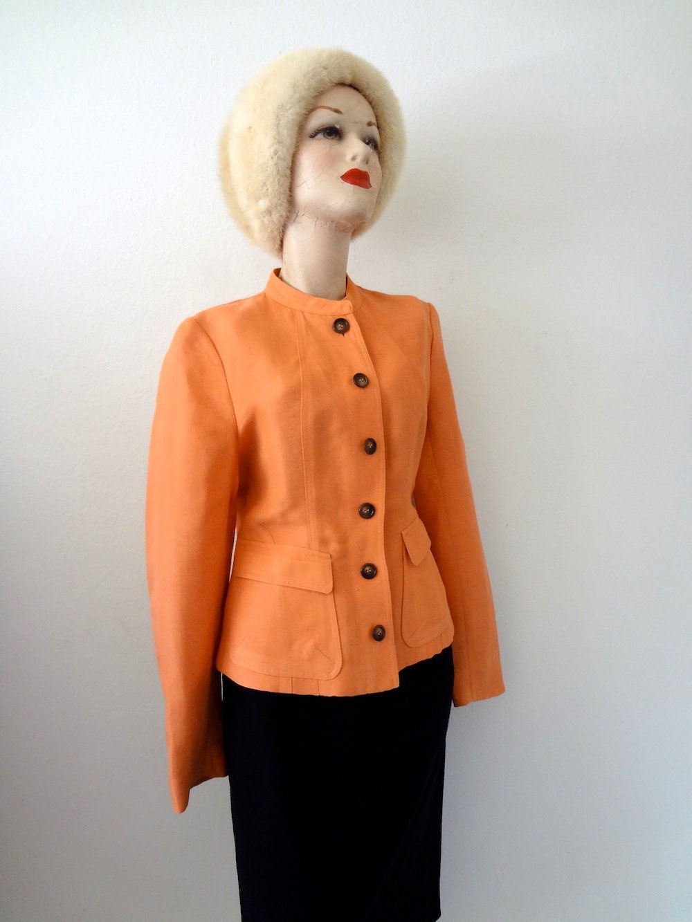 Linen Blend Jacket / Vintage Anne Klein Suit Coat / Blazer