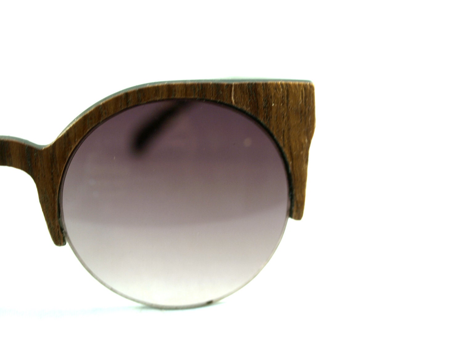 Handcrafted Wooden Faced Sunglasses Round Cateye Womens Style // TEAK // no. 1212
