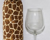 Wine Bottle Wrap Cozy - Insulated - Animal Print Giraffe