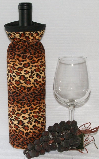 Wine Bottle Wrap Cozy - Insulated - Animal Print Cheetah