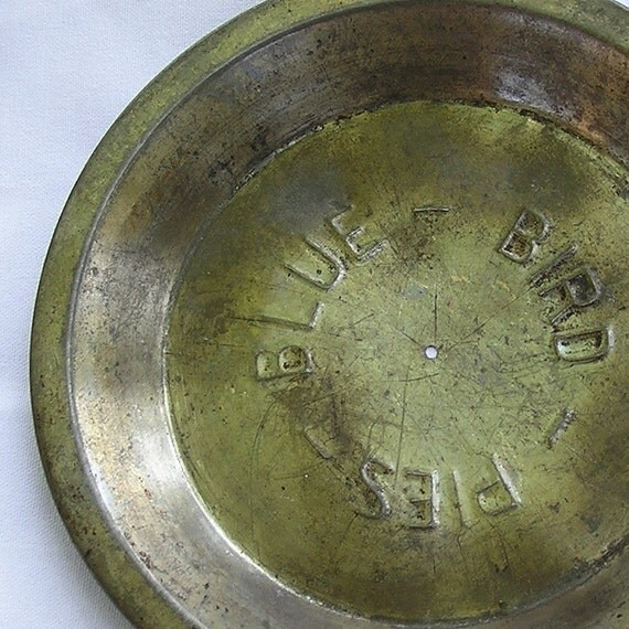 Vintage Blue Bird Pies Steel Pie Pan or Plate by thewhimsicalbee