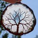 Copper Wire Tree Of Life Metal Wall Art Sculpture On A Blue And White Agate Stone Crystal Suncatcher