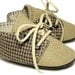 Lucas Baby Boy Shoe in Linen and Houndstooth Wool /Slipper/Bootie. Infant sizes, by Pink2Blue.