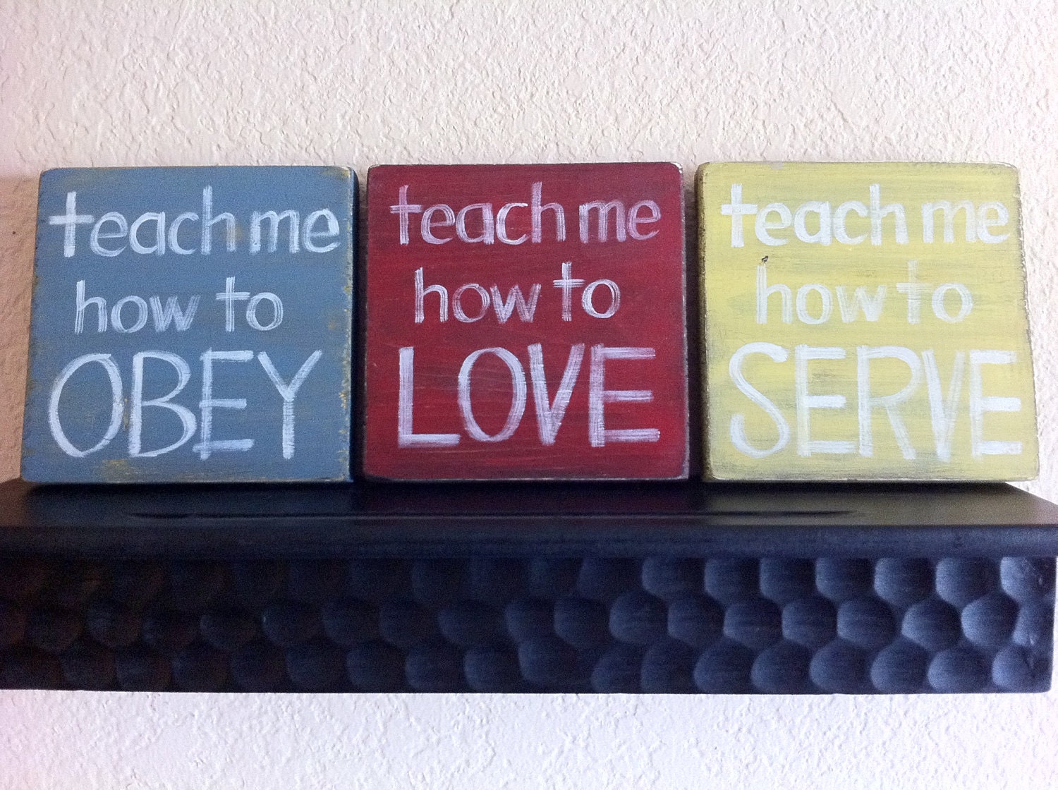 Reserved for Michelle-Inspirational Art- Christian Art- set of 9 - "Teach Me" Wood Blocks - Nursery, Child's Room, Home Decor, Gift