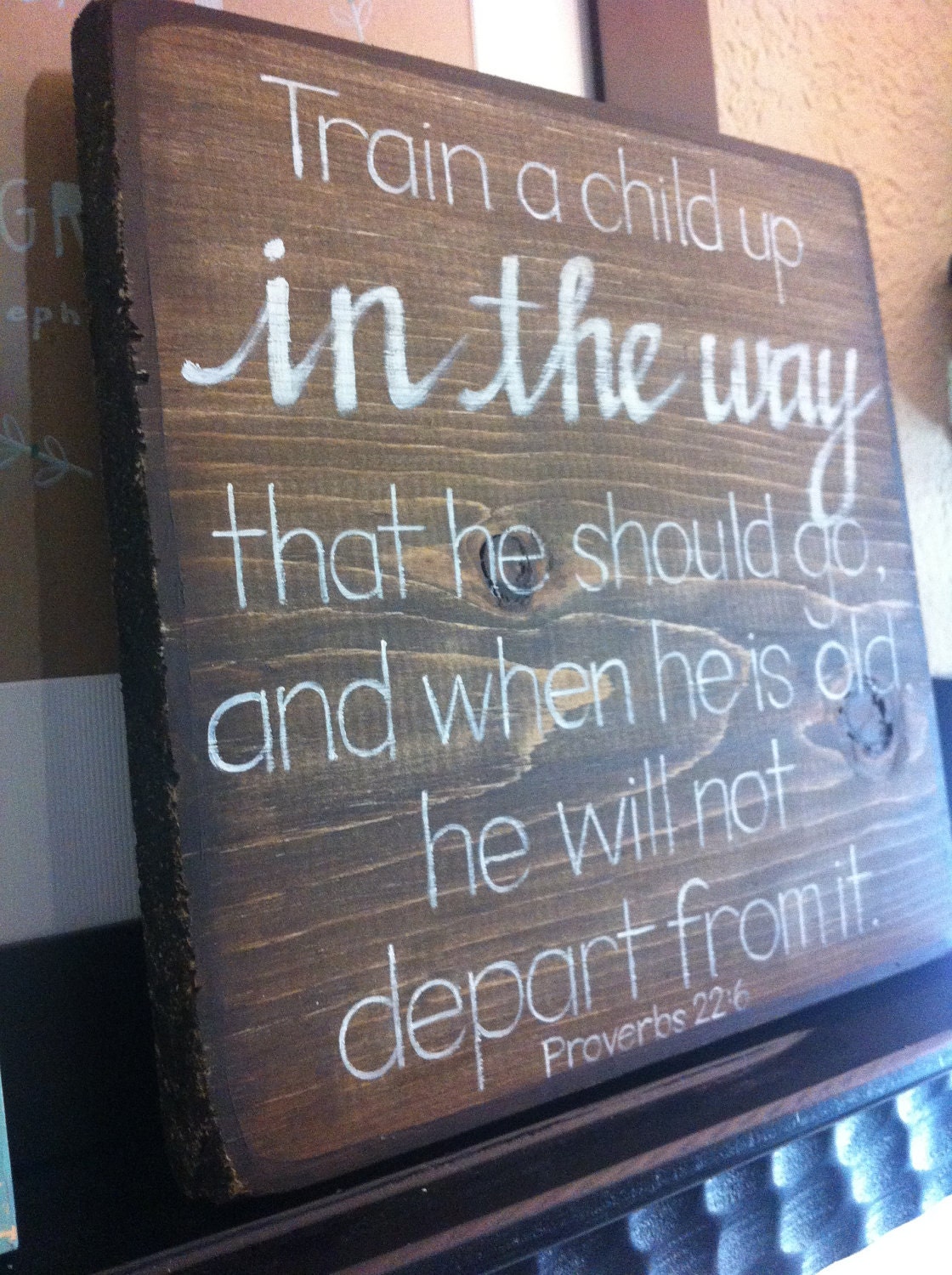 Train a Child Up - 9x9 Wood Block - Made to Order- Proverbs 22:6 - Nursery Art - Baby Shower Gift