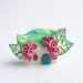 Miniature polymer clay fairy cottage home in green and pink colours wedding favour, cake topper...