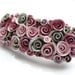 Vintage style wedding rose barrette hair clip in dusky pink colours handmade from polymer clay