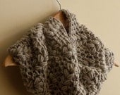 PDF CROCHET PATTERN Viking Eternity Cowl - large chocolate brown beige Anthropologie inspired unisex infinity neckwarmer with grain motifs