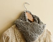 CROCHET PATTERN - Dream Away Cowl - gray feminine lace infinity neck warmer for spring PDF