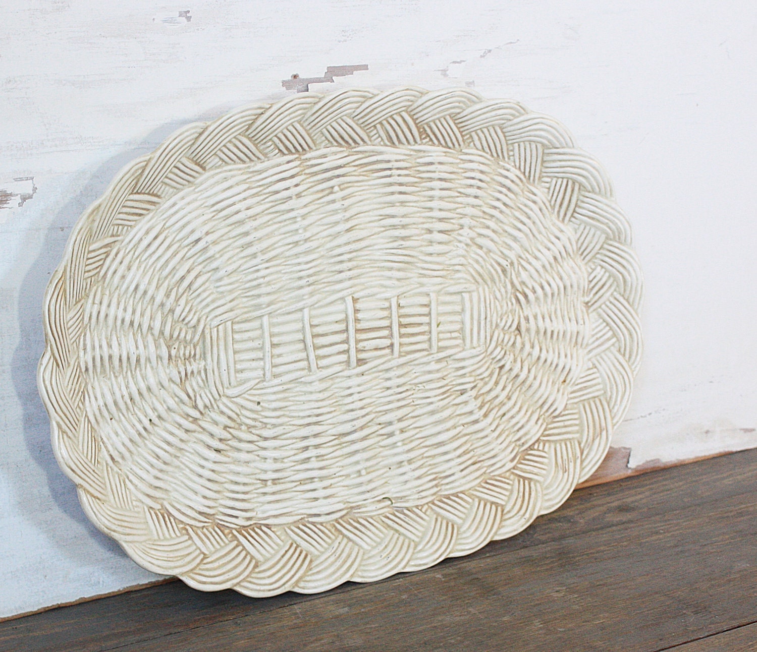Vintage Oval Platter - Fitz and Floyd - Wicker Weave