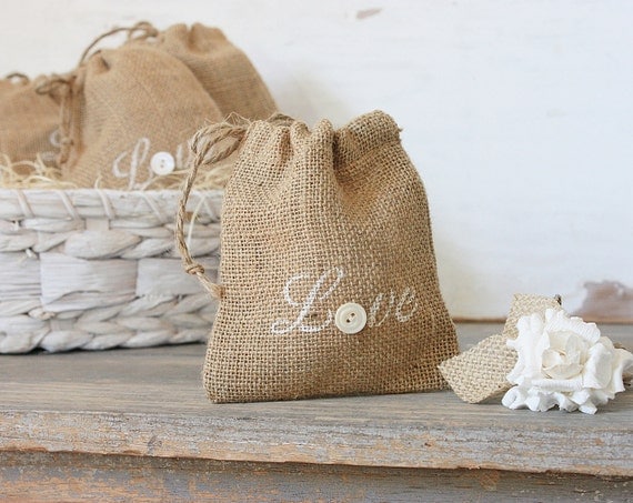 Buttons and Burlap - Love Sacks - Set of Five