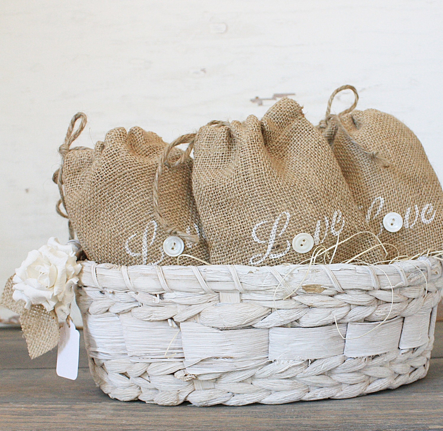 Buttons and Burlap - Love Sacks - Set of Five