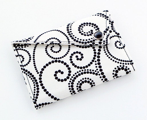 Business Card Holder - Black and White Swirls