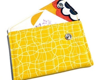 Card Holder Wallet - Bright Yellow with Wavy White Lines (Limited Edition)