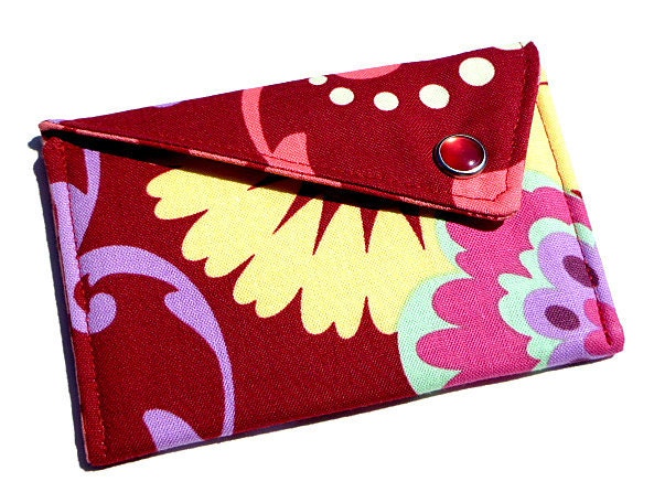 Card Holder - Pink Purple Yellow and Green Flowers