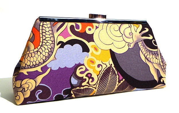 Clutch Purse - Purple Grey and Orange Tatsu (Limited Edition)
