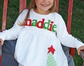 Toddler Christmas Dress - Personalized Christmas Dress- Tree with Star Applique Dress