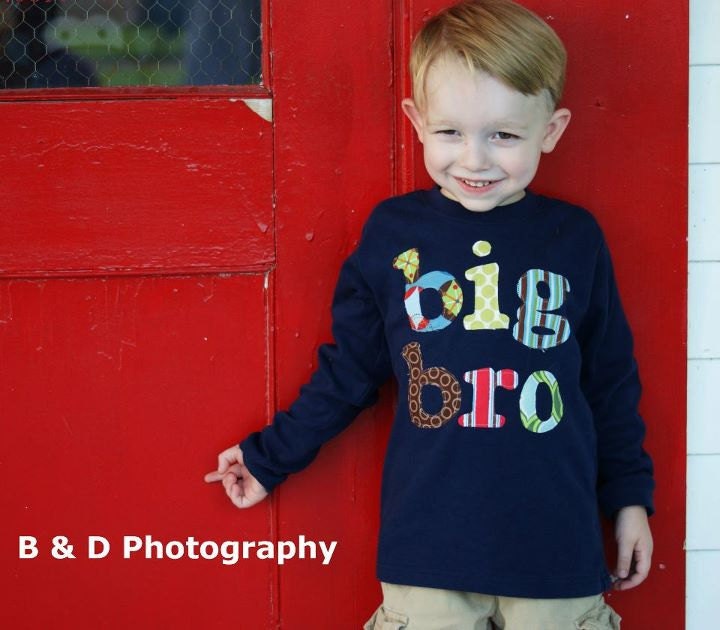 Big Bro TShirt / Big Brother Tshirt -Perfect for Family Pictures, Pregnancy Announcement, Baby Shower - Choose Shirt Color and Sleeve Length