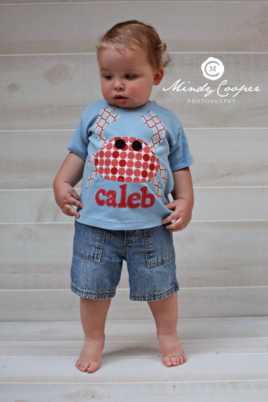 Crab Shirt - Summer TShirt - Beach Shirt -  You Choose Shirt Color, Sleeve Length, Letter Colors
