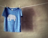 Elephant Applique Tee in Eco-Blue