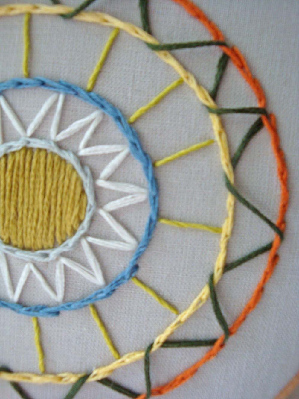 Embroidered Hoop Art with Weaving and Circles
