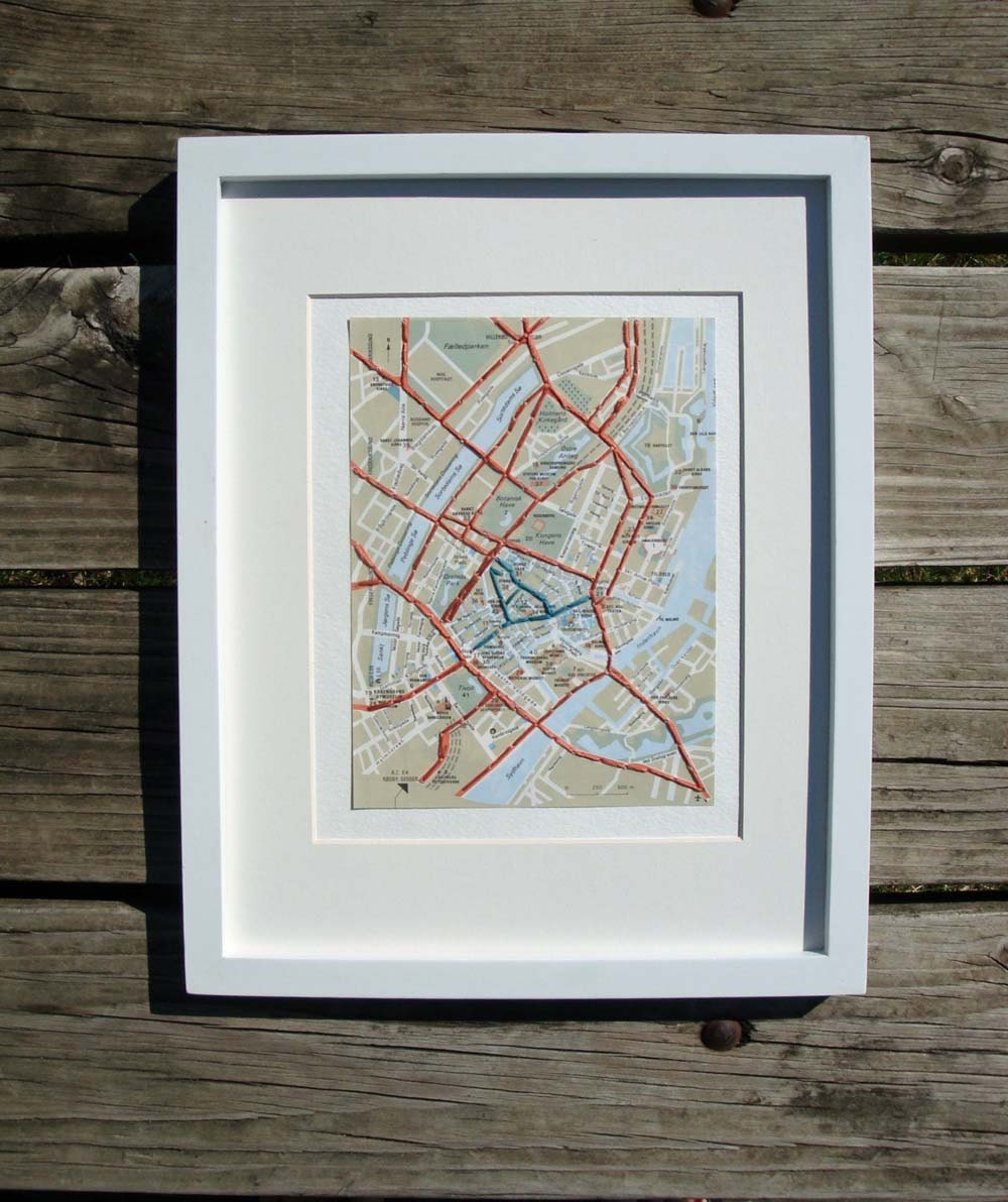 Copenhagen Denmark Embroidered Map