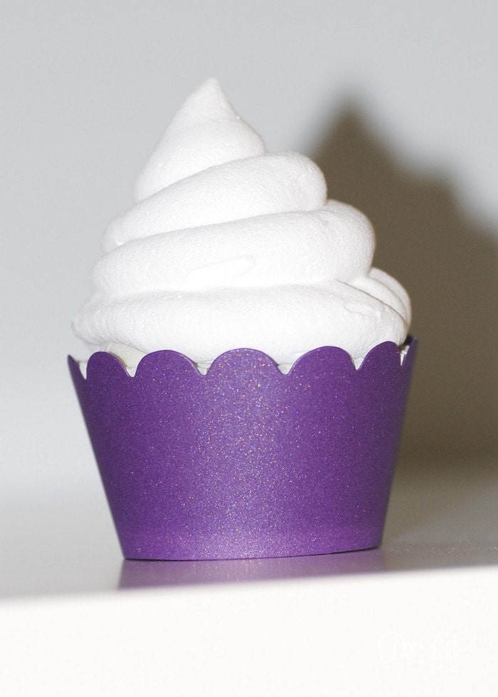 Pearl Shimmer Purple Cupcake Wrappers - Standard Cupcake Wraps Set of 24