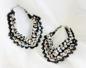 tatting lace chakra wired wrapped black earrings erg101