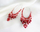 hoop earrings red gold silver wire wrapped erg128