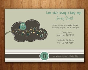 Customizable Owl Baby Shower Invitation