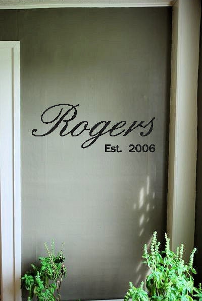 Family Name vinyl lettering including established date