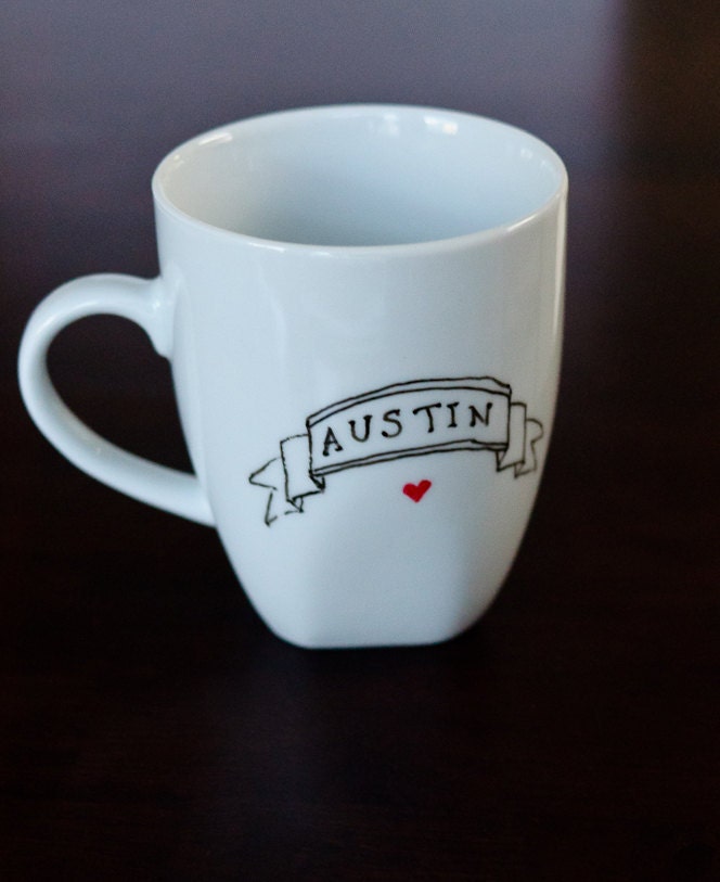 Hand Drawn Austin Heart Banner Mug