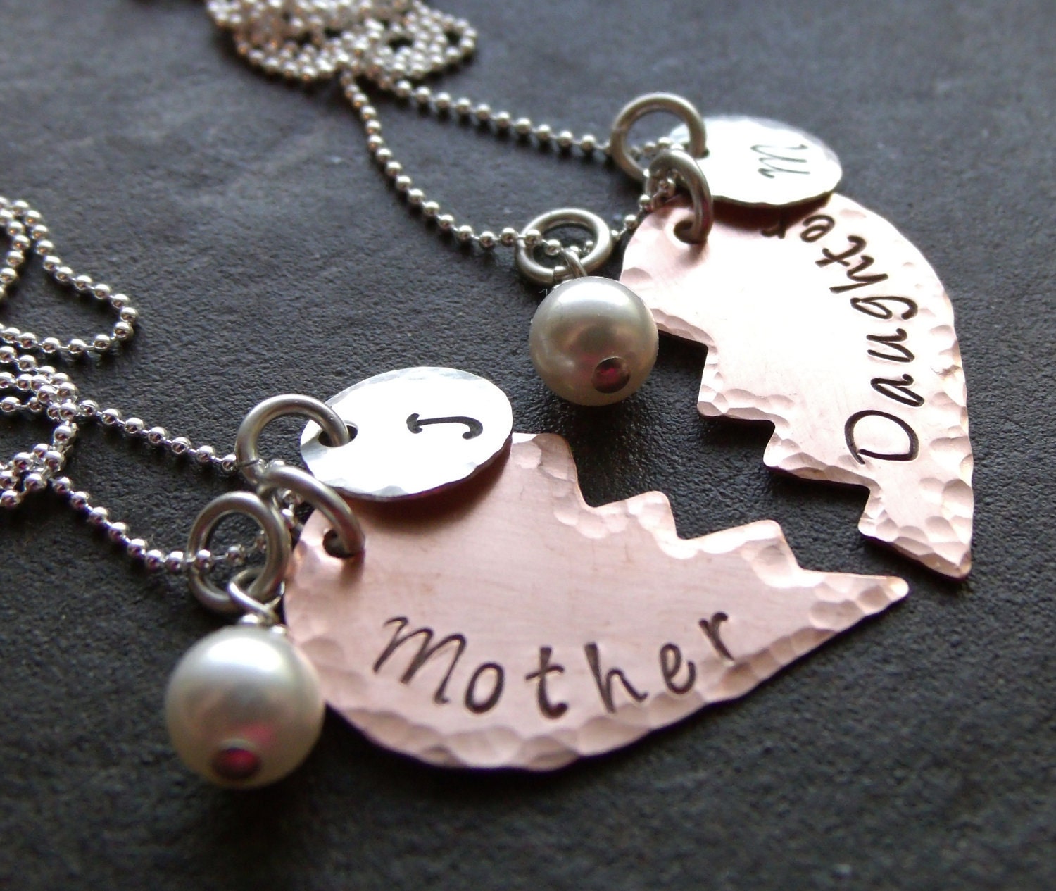 A Piece Of My Heart - Mixed Sterling Silver & Copper Mother Daughter Personalized Necklace