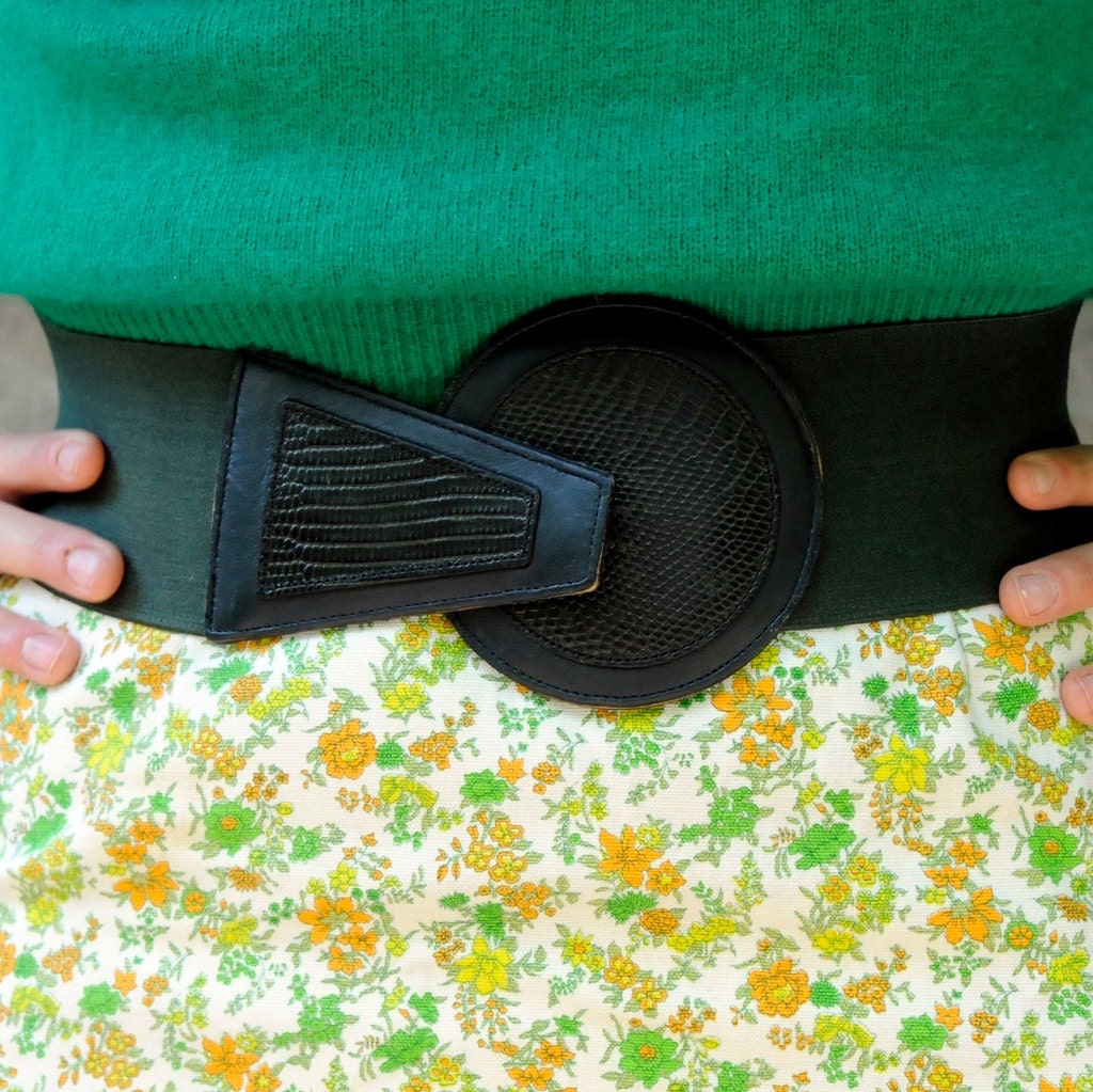 Vintage Elastic Bandage Belt - Extra Wide - Snake Skin Buckle