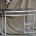 Reserved: MidCentury Metal Desk with Lamp- White With Silver Accents