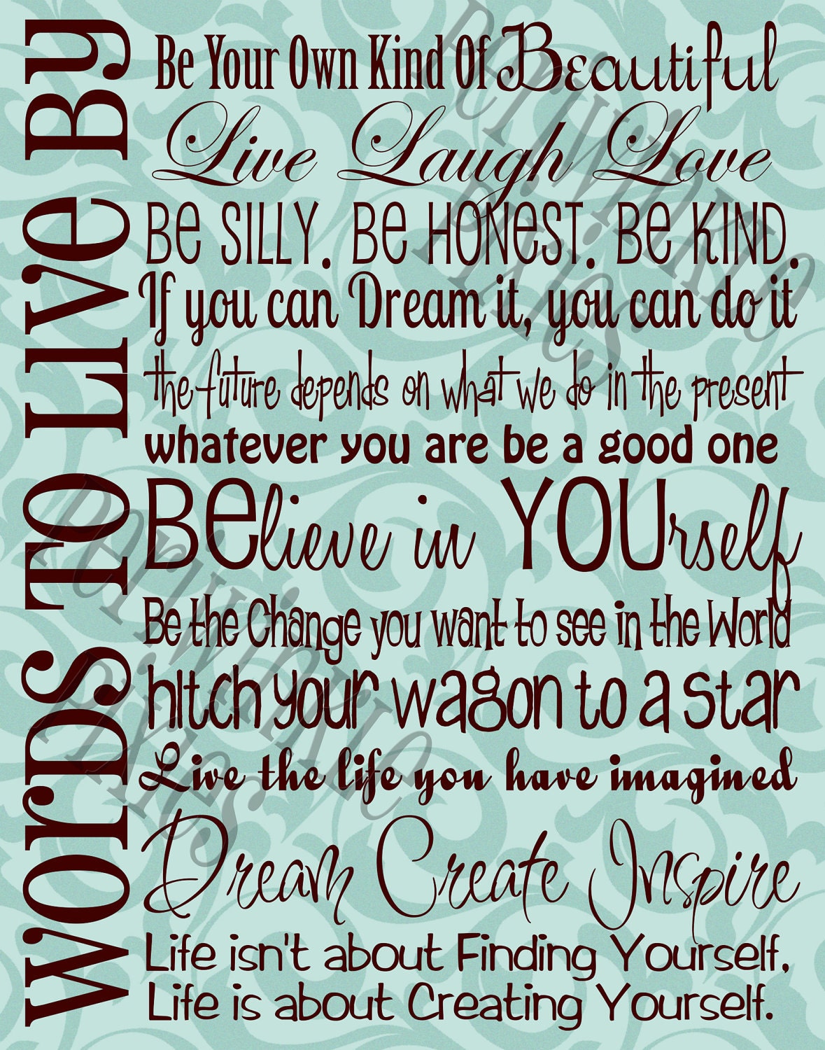 Words to Live By 11x14 Typography Printable Version 1