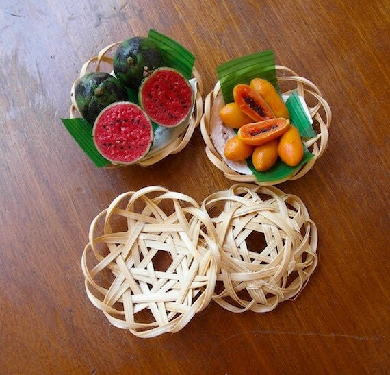 5 Tiny Woven Baskets for DIY Miniature Craft by mumsmagicfingers