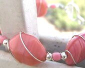 Rose Handcrafted wire wrapped bracelet - Pretty in Pink