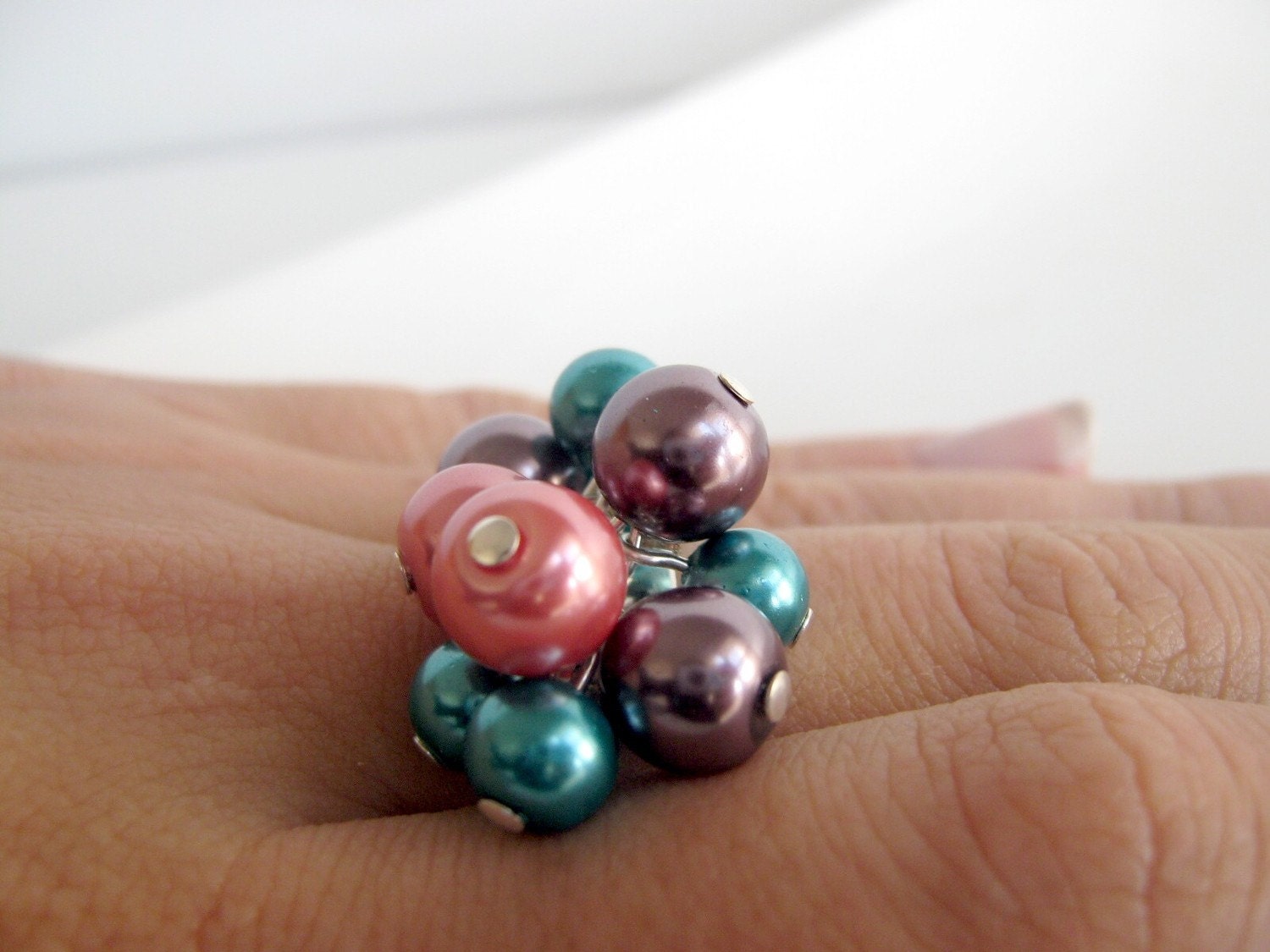 Berry cluster ring - in blue, pink, and purple